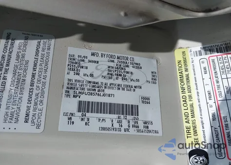 2006 Lincoln Navigator Luxury/Ultimate z USA, uszkodzony, nr VIN 5LMFU28576LJ01871